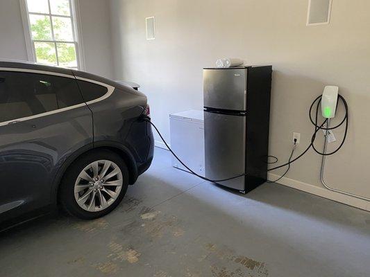 Tesla Model X connected to Tesla charger