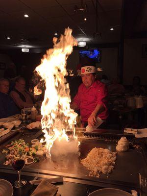 Our chef  in the Hibachi table