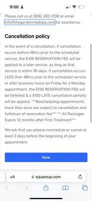 Their cancellation policy