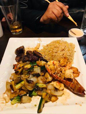 Shrimp steak and lobster tail Hibachi