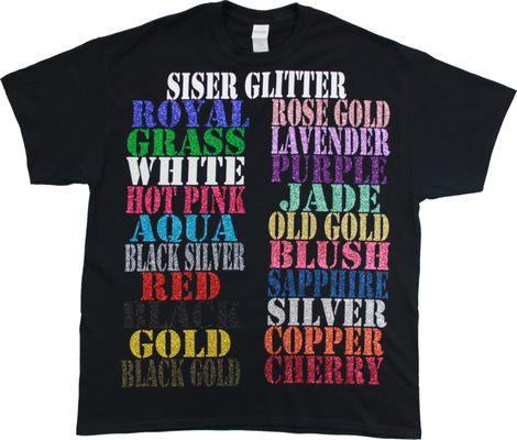 Siser Glitter Flake vinyl (shown on black)