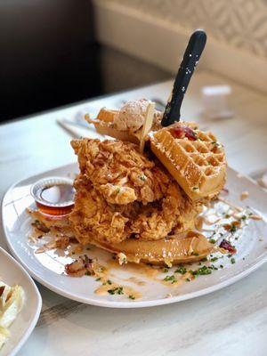 Chicken and Waffles Deluxe! HUGE!!