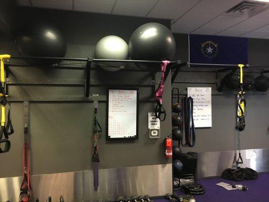 Functional Training Area.  Group Training, Battle Rope, TRX, Plyometrics, Balls, Bands, Bungees, Bosu, Rower, Airdyne, Assault Runner