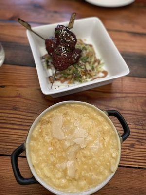 Korean style lamb meatballs and the risotto with lobster and shrimp