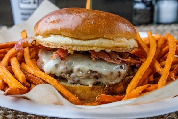 Burger and sweet potato fries...