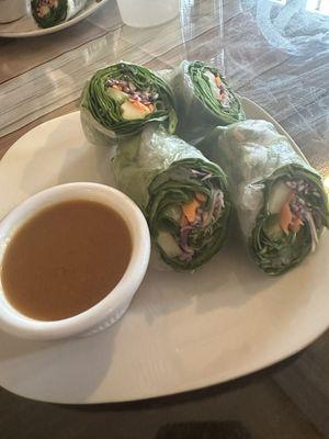 Hawkeye roll, veggies peanut sauce. Delish!