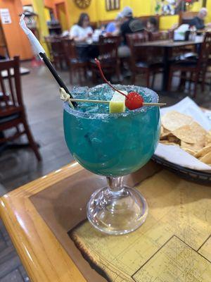 Blue margarita on the rocks