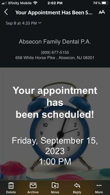 Appointment confirmation