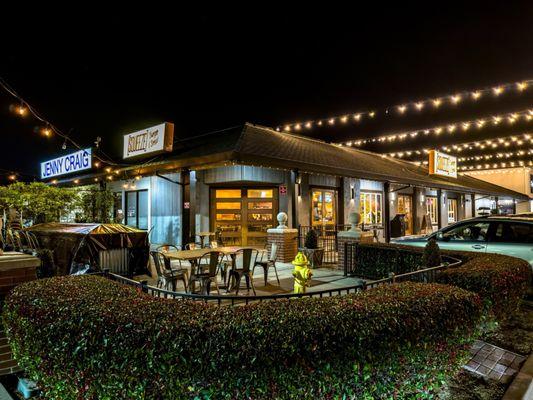 Exterior of the restaurant at night