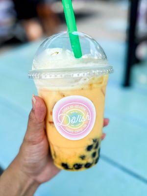 Mango boba ice cream float