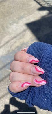 UV gel extension with nail art