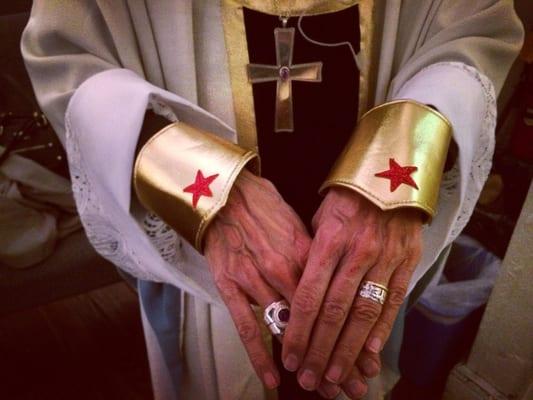 Wonder Woman cuffs on rev pat Bumgardner