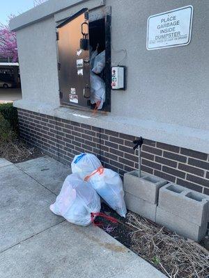 Over flowing trash bins