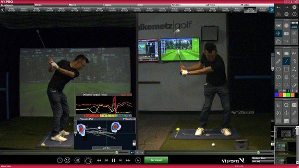 Utilizing V1 swing software with foot pressure