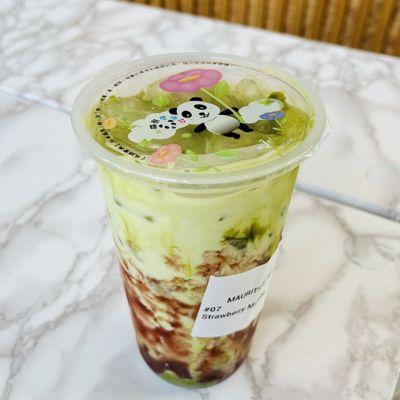 Strawberry Matcha milk tea