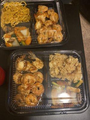 Hibachi Shrimp with Rice and Noodles