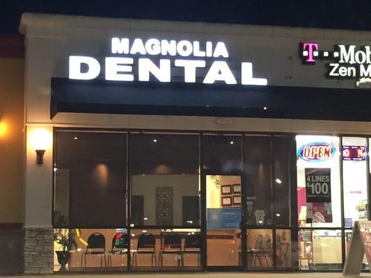 Outside evening view of Magnolia Dental