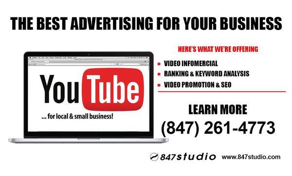 the best exposure for your business. Start advertising your services using youtube. Learn more: http://847studio.com/youtube-marketing