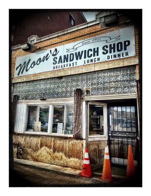 Moon's Sandwich Shop! "...don't judge a book by its cover!".Breakfast Sandwiches  Burgers etc.Home of Moon's Famous Corned Beef!