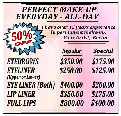 50% OFF Permanent make up special !!!