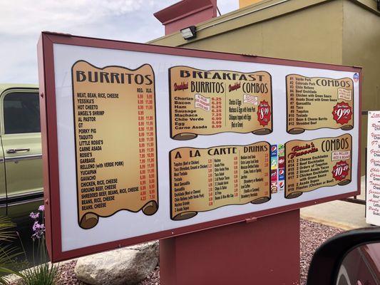 Newest drive thru menu as of May/2021