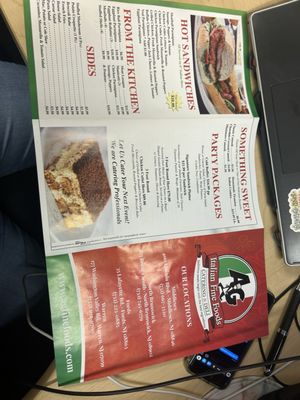 Back of menu