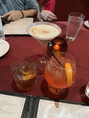 Old Fashioned, Espresso Martini, Aperol Spritz