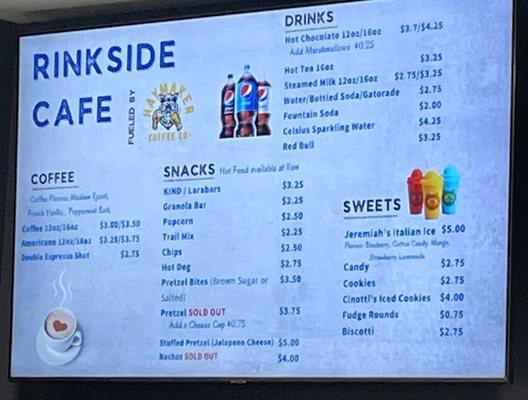 Ribkside cafe menu