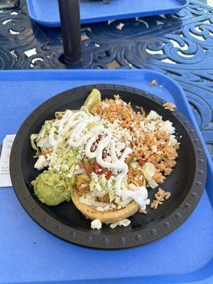 Sopes with chicken and rice ($13.99)