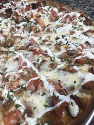 Deep Dish Buffalo Chicken Bacon Ranch Pizza