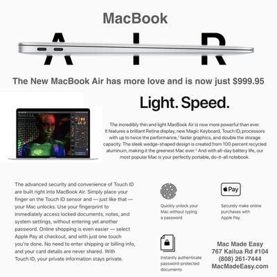 We sell *NEW* MacBook Air computers!