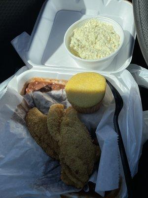 Catfish  Corn Bread  Potato Salad