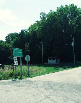 Sign and restrooms