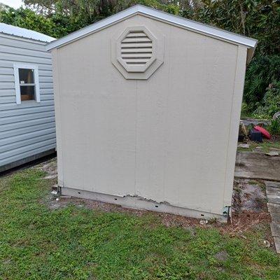 Bottom of shed deteriorating.