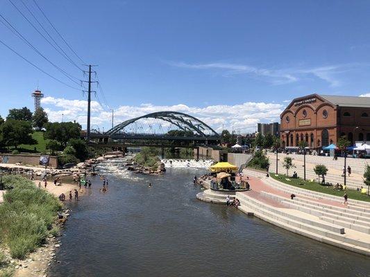 On my way towards the REI, big brick building. The trolley area is to the left of that building.