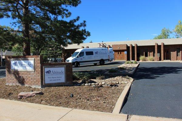 front of building and parking lot