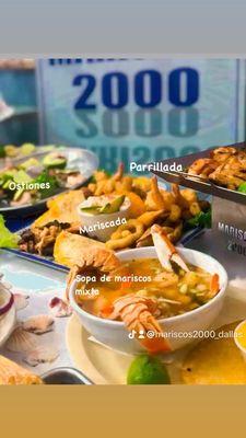 Seafood soup , Mariscada , Parillada ,  Ostiones en su Concha