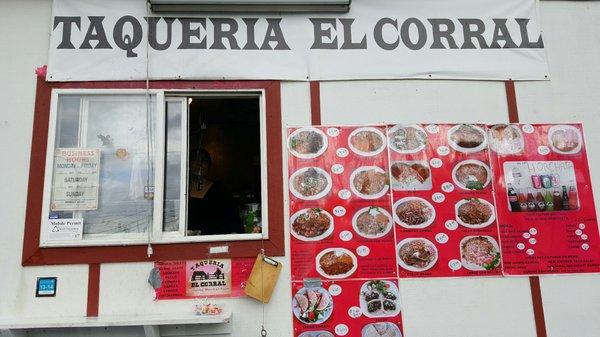 Front of taco food truck.