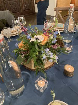 The lovely table setting at the wedding dinner.