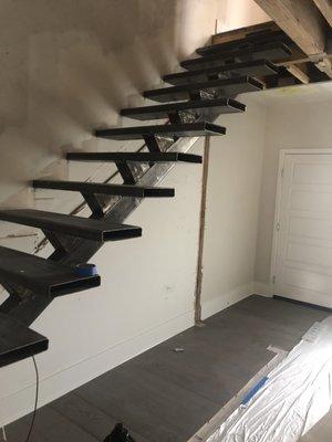 Stair One String with Treads.  Steel Structure