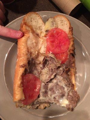 Casapullas large "cheesesteak."  Can you spot the problem?