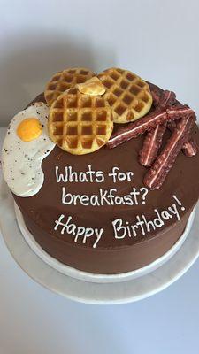 Breakfast themed birthday cake