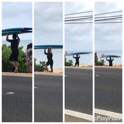 Surfer dude coming up from Chun's Beach.