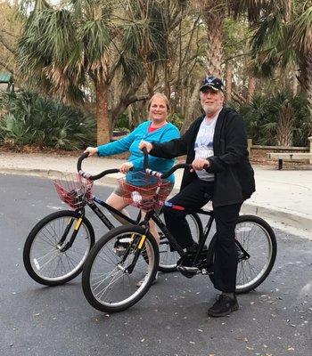 My lovely wife and I on two of our bikes