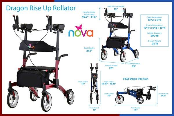 The Dragon Rise UP Rollator gives your body the mobility partner to Rise Up & Look Forward.