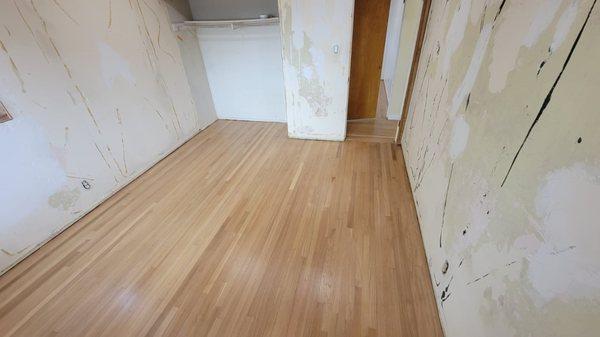 Hardwood floors natural refinish in La Mirada, CA.