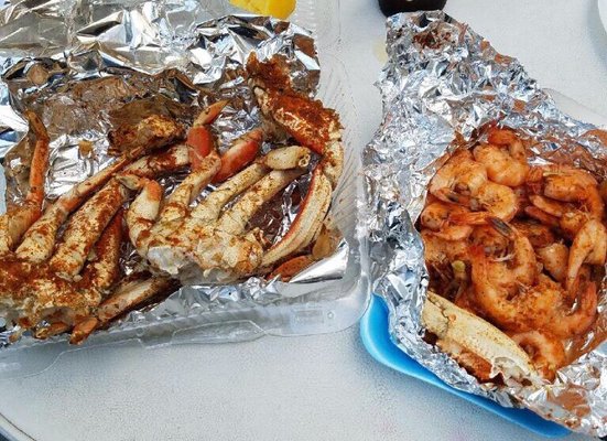 Steamed dungeness crab and large shrimp(shoprite will steam them with your choice of seasoning)