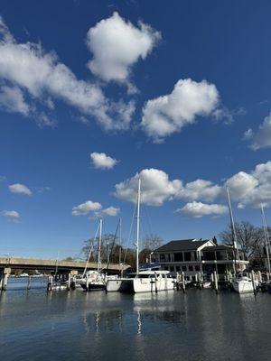 Marina, crabcakes with a view