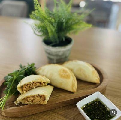 Chicken empanada with chimichurri sauce!!! Delicious