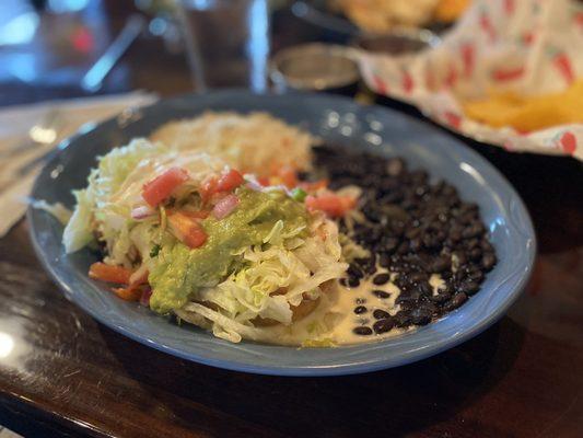 Shrimp Chimichanga with black beans